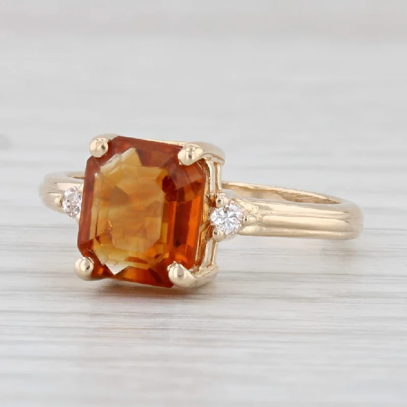 women’s engagement rings with large diamonds-1.75ctw Orange Citrine Diamond Ring 14k Yellow Gold Size 6.5