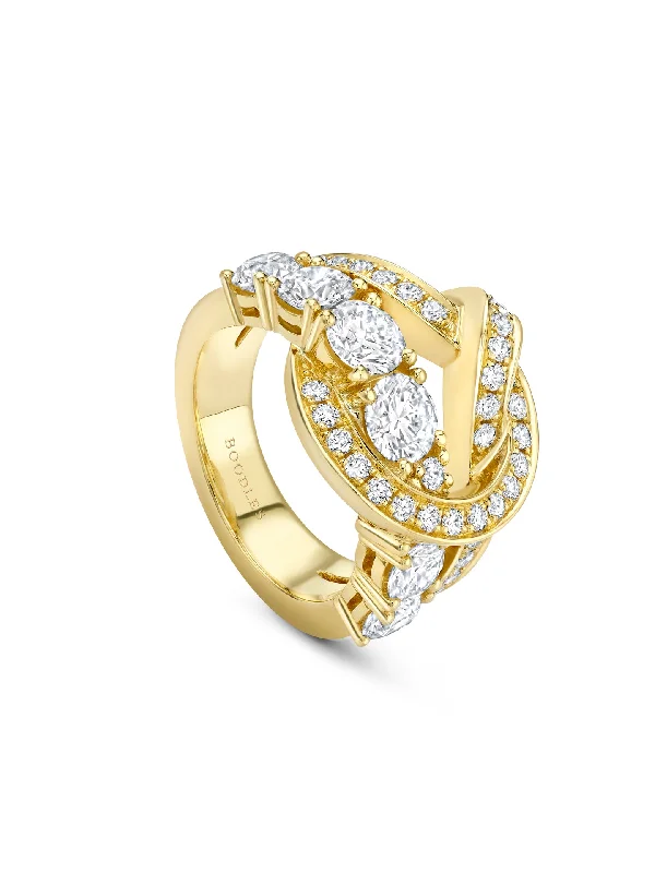 women’s round cut diamond engagement rings-The Knot Large Yellow Gold Diamond Ring