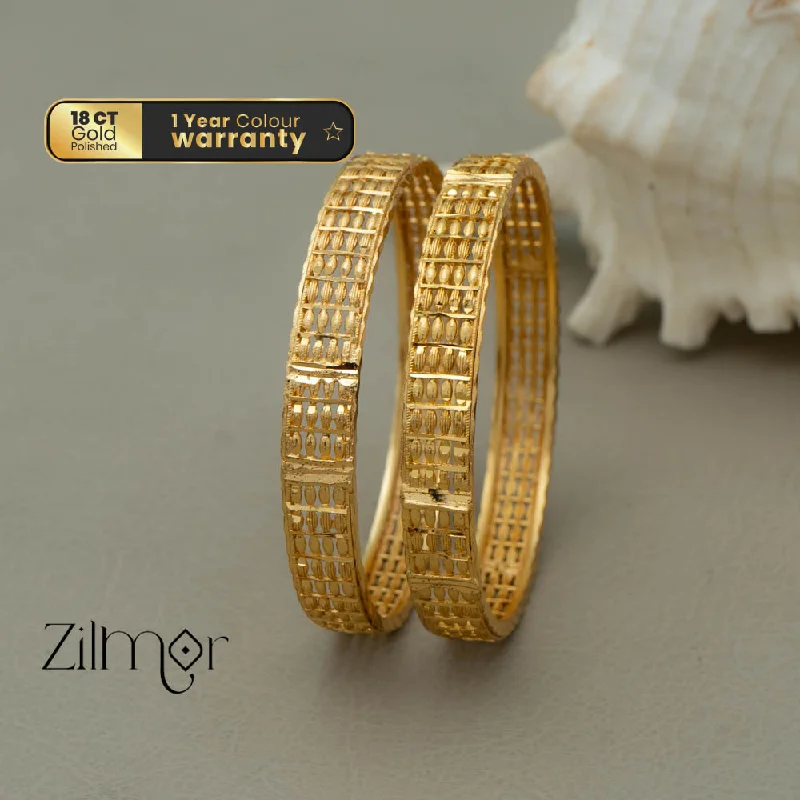 women’s bracelet sets-KF101445 - Gold Plated Bangle (pair)