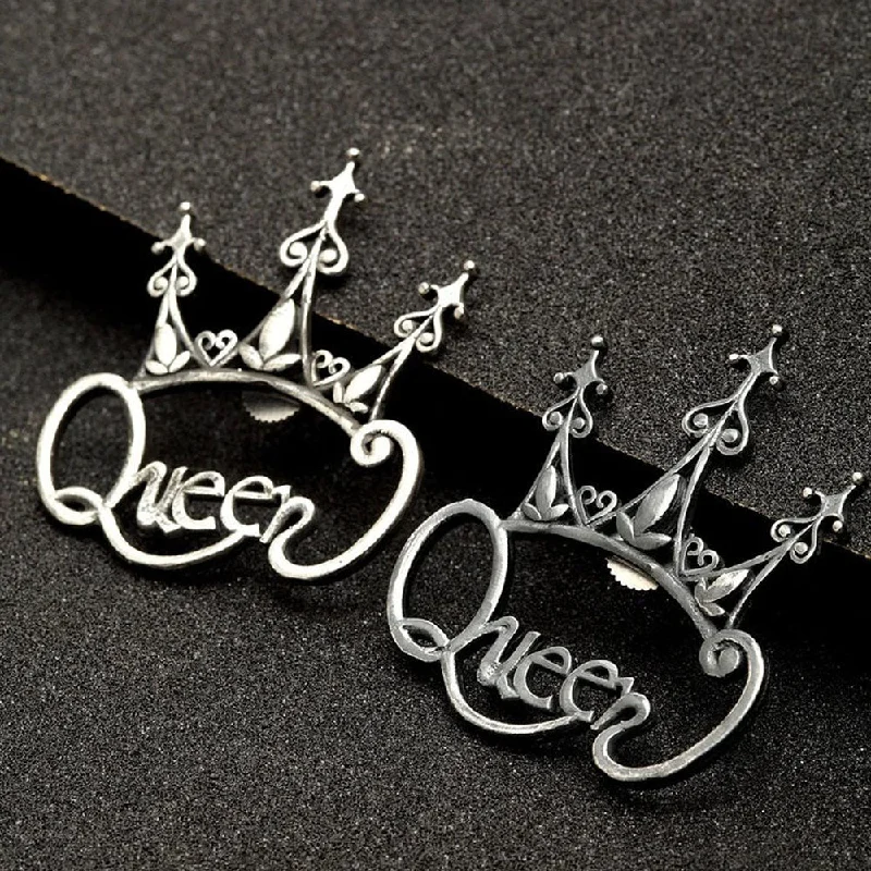 women’s bridal earrings-Bevy Pearls Oxidised Plated Queen Earrings