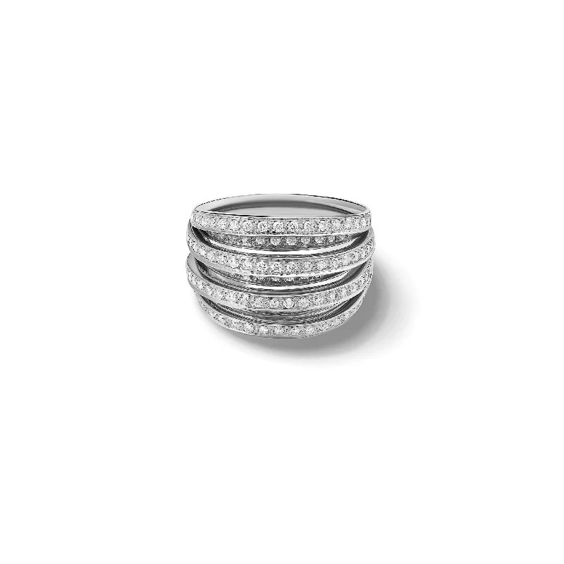 women’s moonstone rings-Il Ventaglio Ring 18ct White Gold - Diamond Pavé