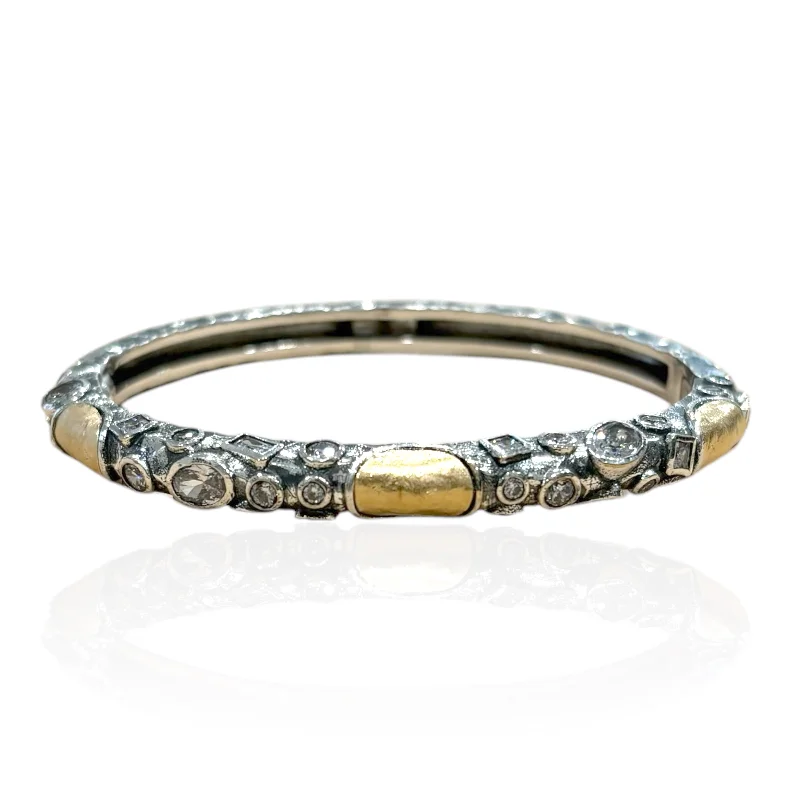 women’s stackable silver bracelets-VINTAGE SILVER ENZO BANGLE