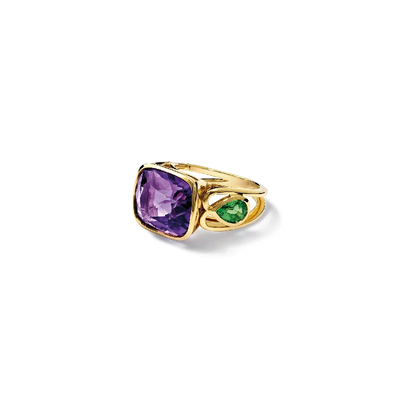 women’s men’s rings-Rosario Gagliardi Ring 18ct Yellow Gold - Amethyst & Garnet