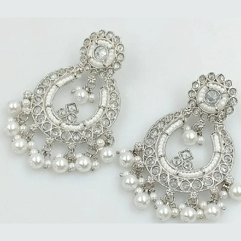 women’s ethnic earrings-Manisha Jewellery Sliver Plated Crystal Stone Dangler Earrings