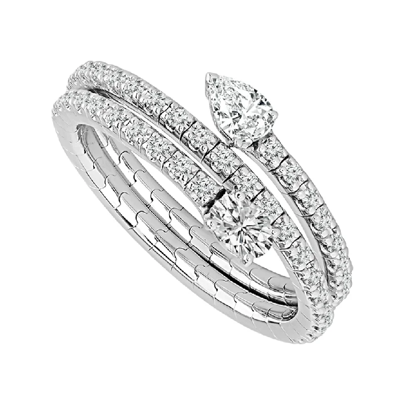 women’s bold diamond engagement rings-Titanium and 14K White Gold Flexie Diamond Ring