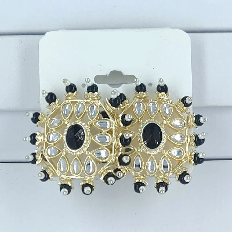 women’s personalized earrings-Corbeda Fashion Gold Plated Kundan Stone Stud Earrings