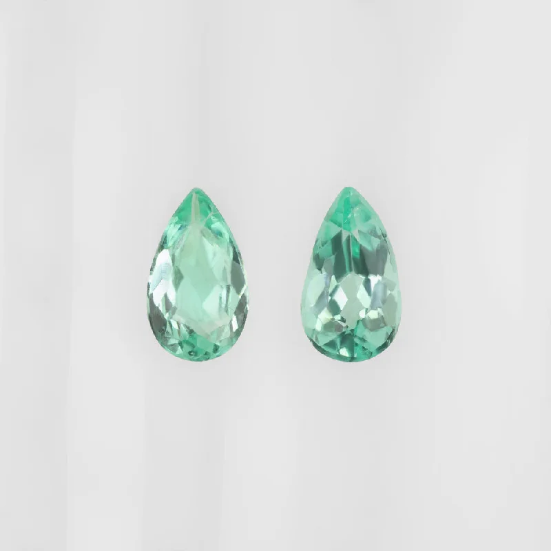 women’s flower earrings-1/2 CARAT PARAIBA TOURMALINE PAIR EARRINGS PEAR SHAPE CUT TEAL GREEN STUD DANGLE