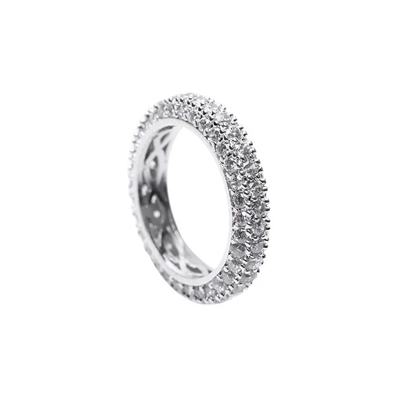 women’s adjustable diamond rings-Round Pave Domed Band