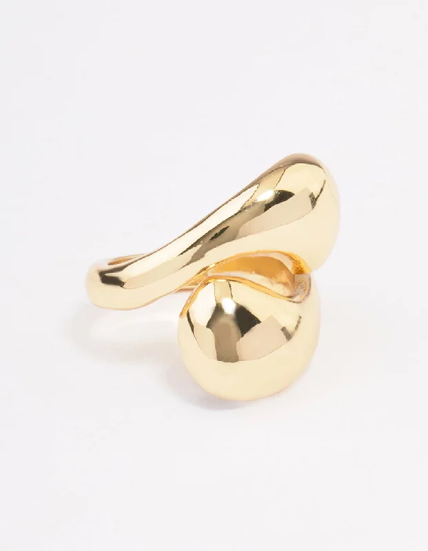 women’s promise rings-Gold Plated Stacked Swirl Cocktail Ring