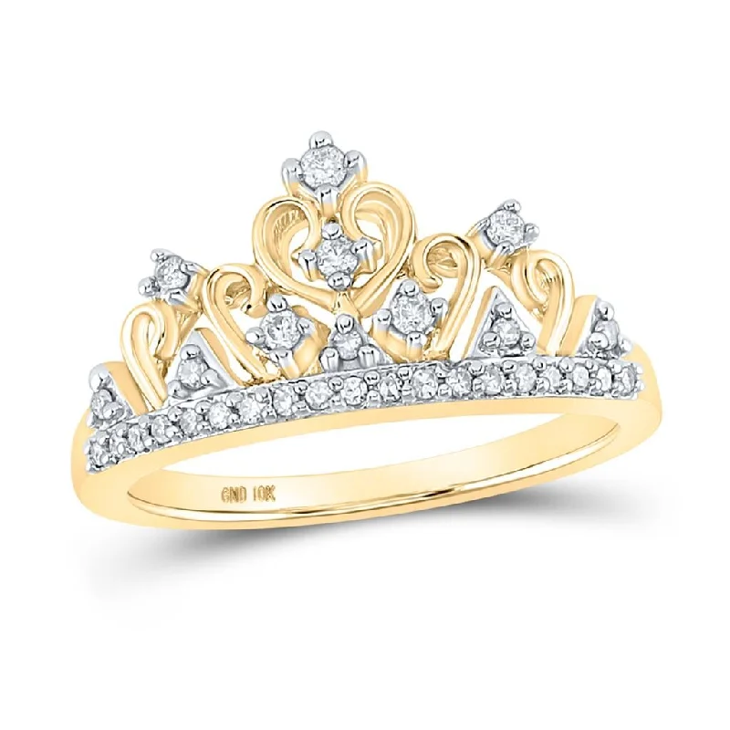 women’s diamond and sapphire engagement rings-Tiara Cocktail Diamond Ring 10K Gold