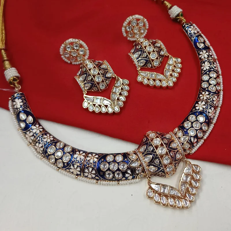 women’s adjustable necklaces-Padmawati Bangles Gold Plated Polki Kundan Stone And Pearls Choker Necklace Set