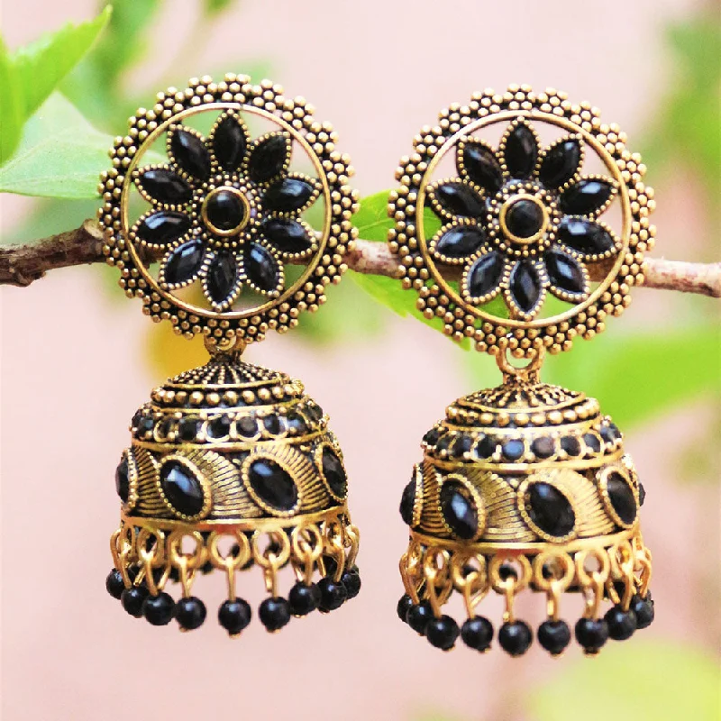 women’s twisted earrings-H K Fashion Antic Gold Plated Crystal Stone Jhumki Earrings