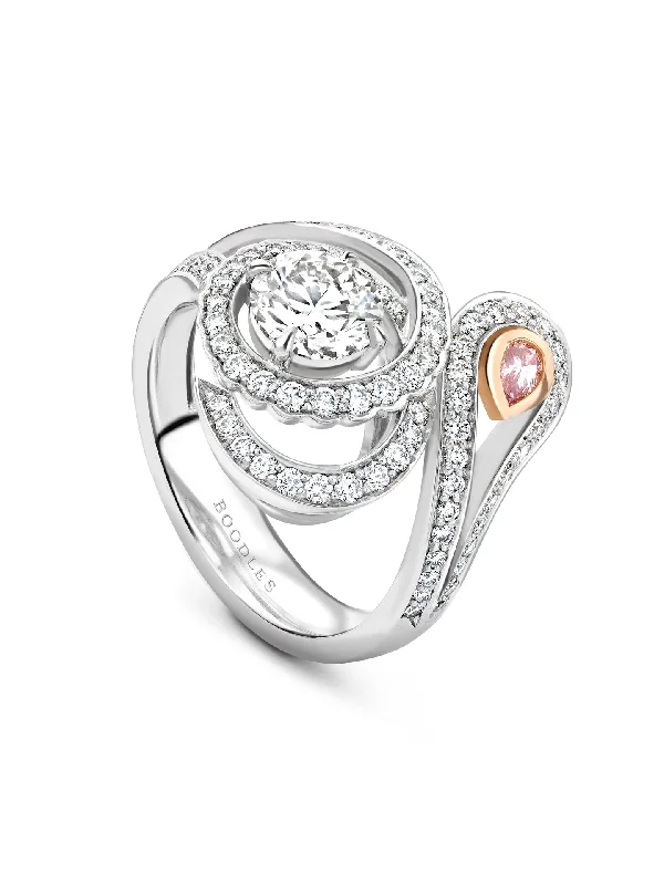 women’s marquise engagement rings-Monaco Pink and White Diamond Ring