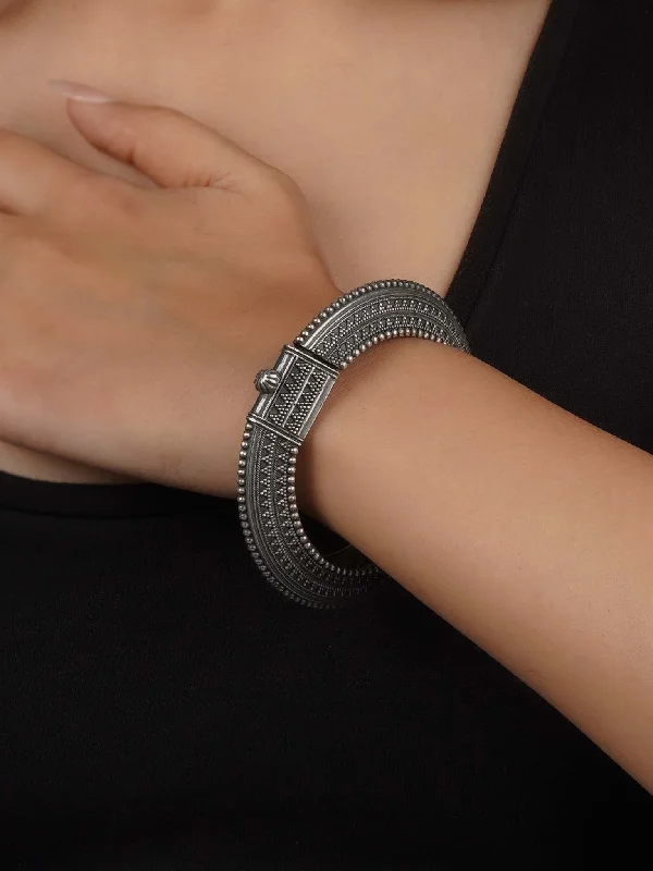 women’s birthstone bangles-Grey Color Tribal Bangle - EK-SFBANGLE45