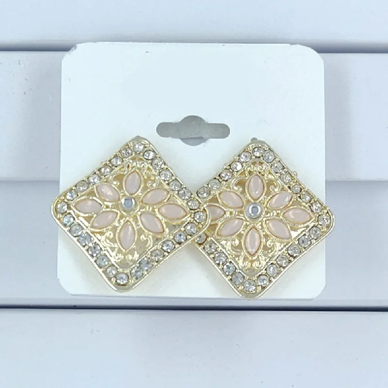 women’s clip-on earrings-Corbeda Fashion Gold Plated Stud Earrings