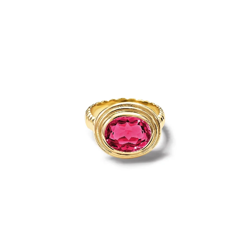 women’s opal rings-Whirlpool II Ring Yellow Gold - Rhodolite Garnet