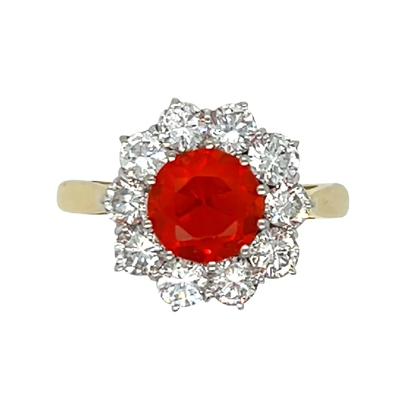 women’s modern solitaire engagement rings-Fire Opal & Diamond Ring