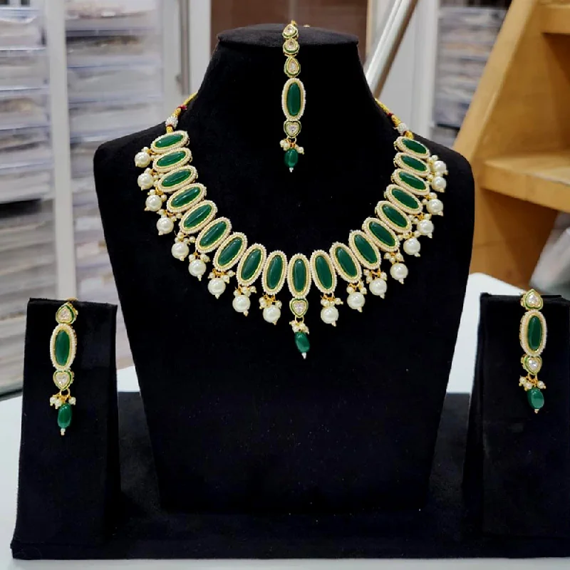 women’s bridal necklaces-Kavita Art Gold Plated Polki Kundan Choker Necklace Set