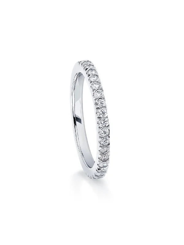 women’s engagement rings with diamonds and sapphires-Vintage Half-Hoop Platinum Diamond Ring