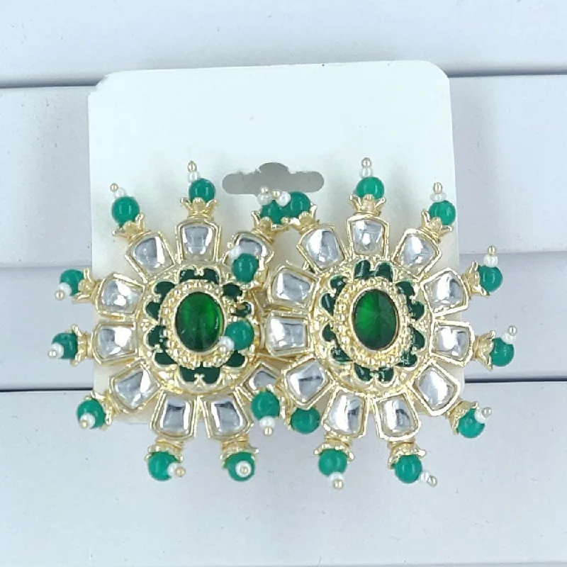 women’s gemstone earrings-Corbeda Fashion Gold Plated Kundan Stone Stud Earrings