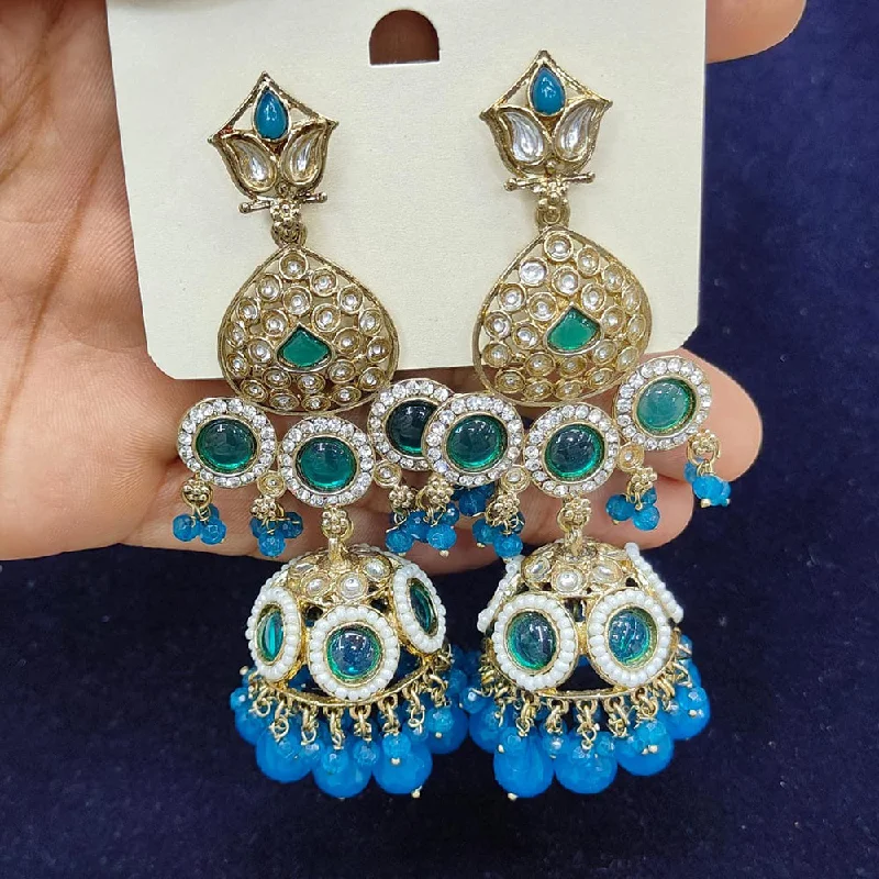 women’s zodiac earrings-Pooja Bangles Gold Plated Kundan Stone And Pearls Jhumki Earrings