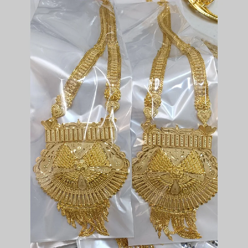 women’s wedding necklaces-Pari Art Jewellery Forming Gold Long Necklace Set (1 Piece Only)