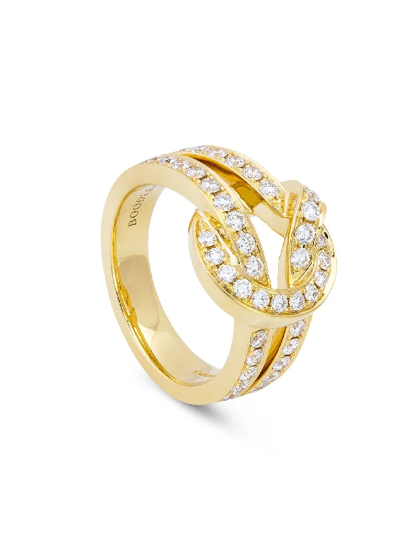 women’s unique diamond engagement rings-The Knot Yellow Gold Diamond Ring