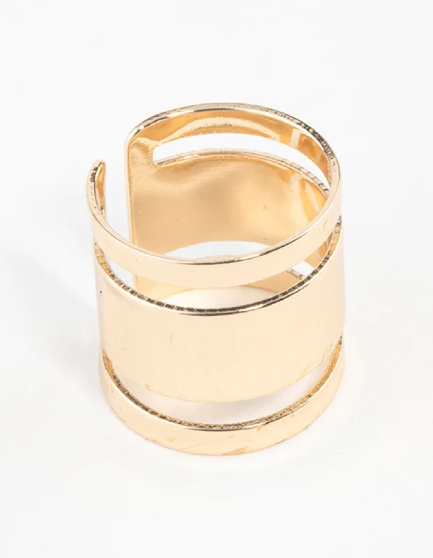 women’s vintage rings-Gold Triple Tube Ring