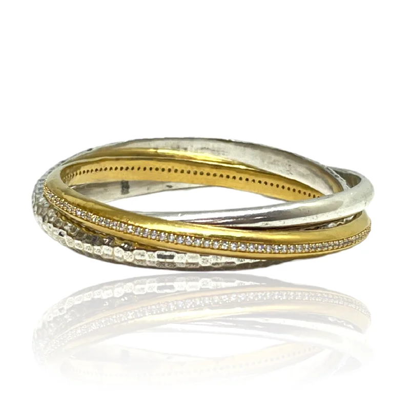 women’s art deco bracelets-MIXED METAL TRINITY BANGLE