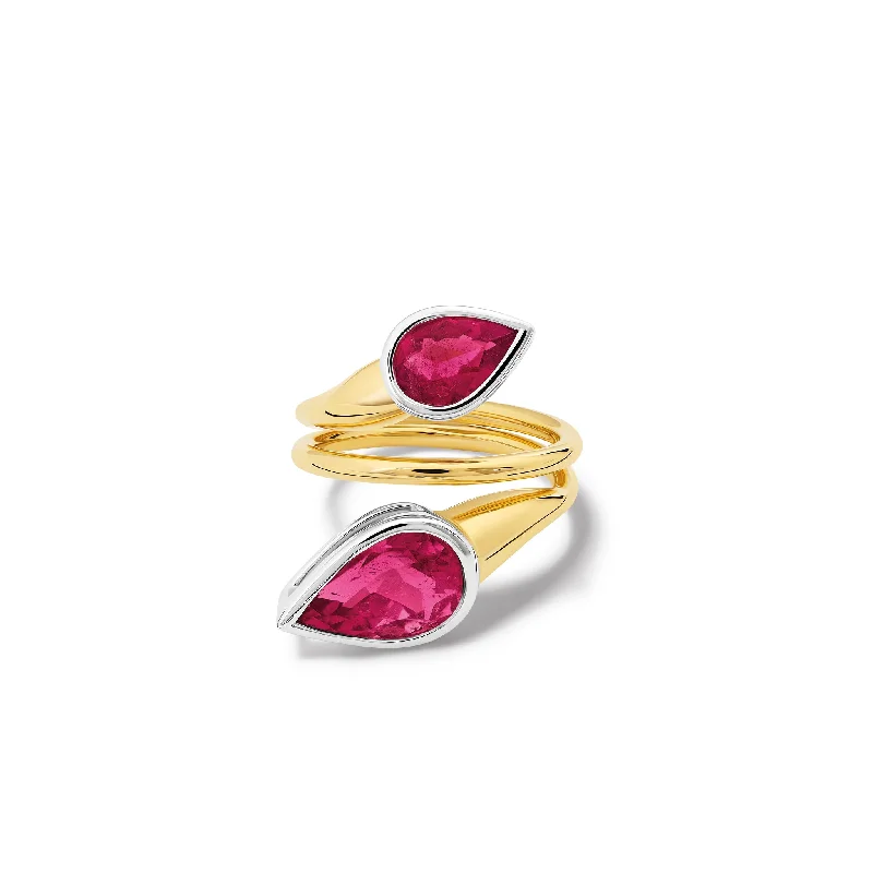 women’s round diamond rings-Nicoline Ring 18ct Yellow & White Gold - Pink Tourmaline