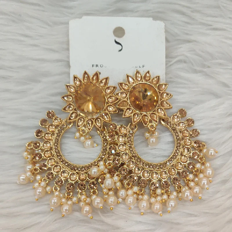 women’s evening earrings-Dhwani Gold Plated Kundan Stone And Pearl Dangler Earrings