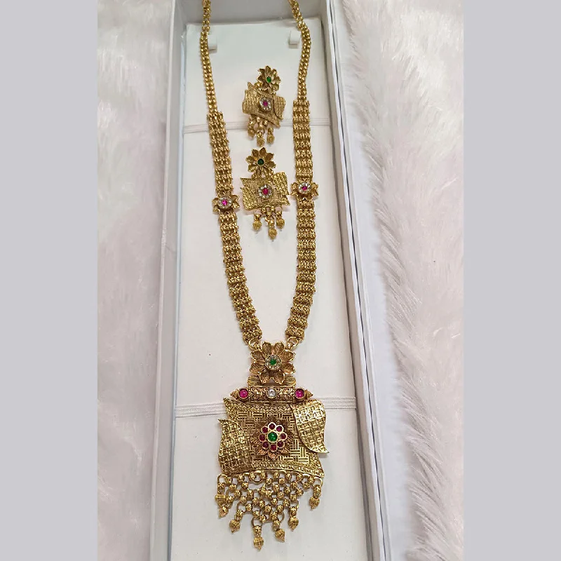 women’s gold necklaces-Pari Art Jewellery Forming Pota Stone Long Necklace Set