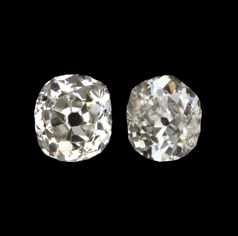 women’s matching earrings-0.69ct OLD MINE CUT DIAMOND STUD EARRINGS I VS2-SI3 ANTIQUE PAIR LOOSE NATURAL