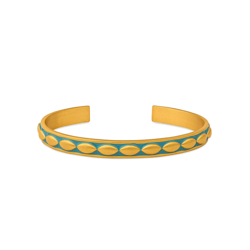 women’s diamond bracelets-Coastal Turquoise Enamel Cuff