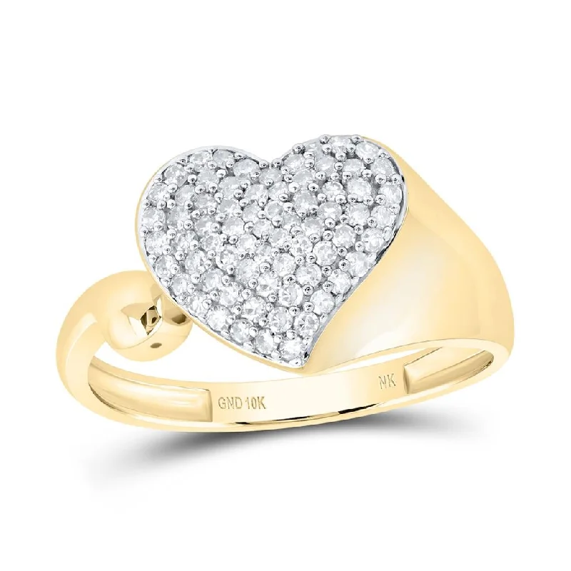 women’s two-tone engagement rings-Big Heart Fancy Diamond Ring 10K Gold