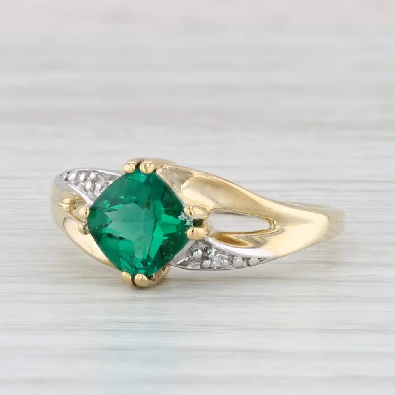 women’s unique diamond engagement rings-0.75ct Lab Created Emerald Diamond Ring 10k Yellow Gold Size 5.5