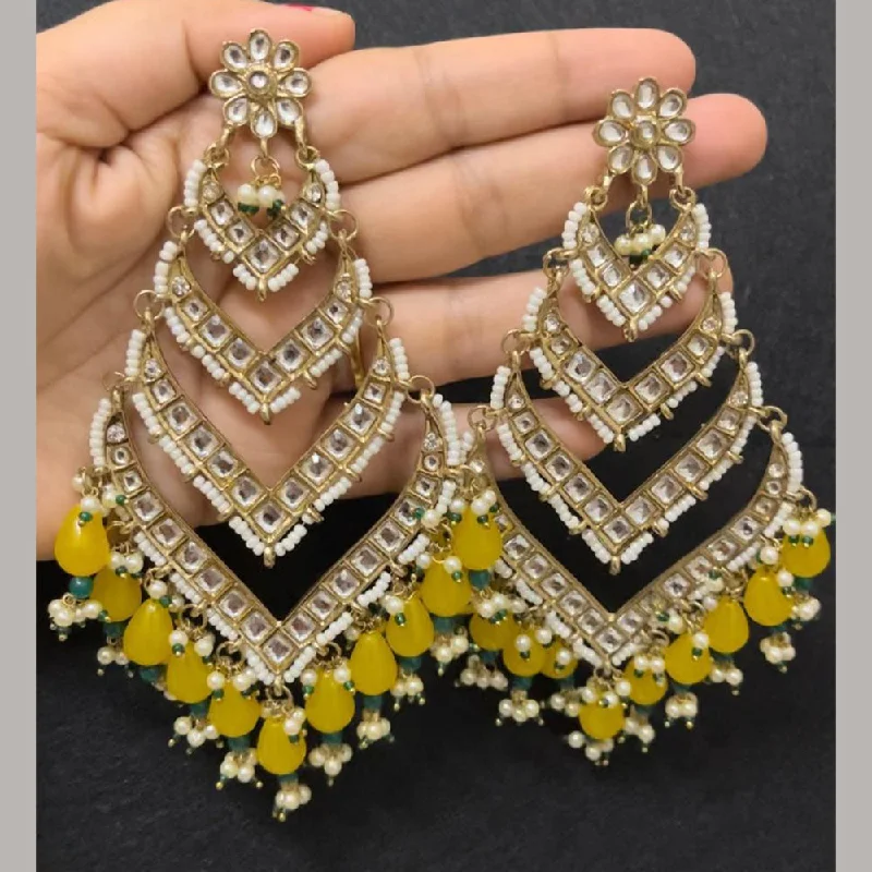 women’s cubic zirconia earrings-ShringarStreet Gold Plated Kundan Stone And Pearl Dangler Earrings