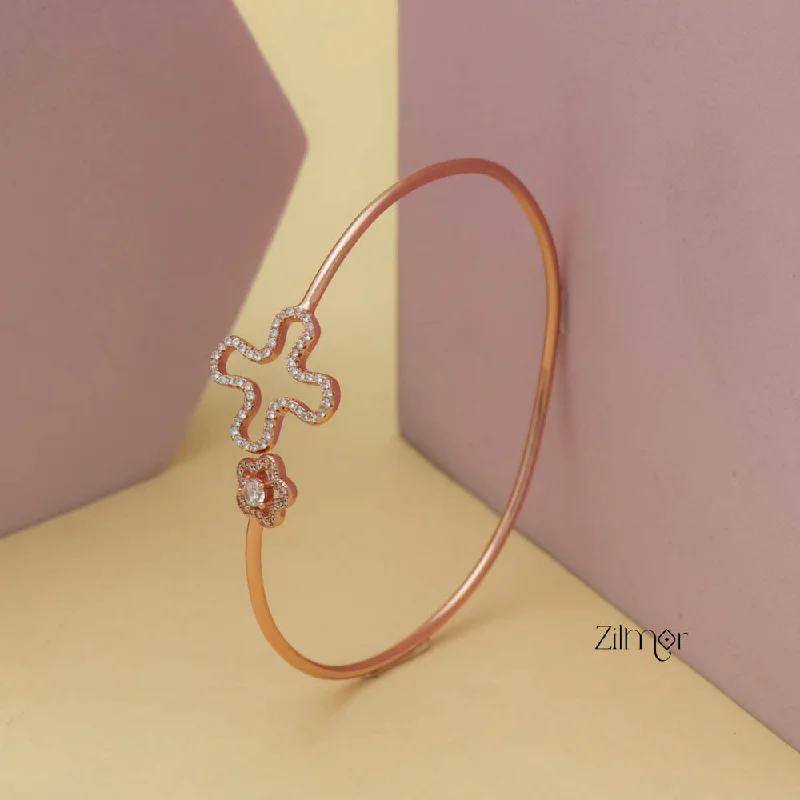 women’s stacked bangles-ZM101402 - 925 Silver Rose Gold  Adjustable Bangle