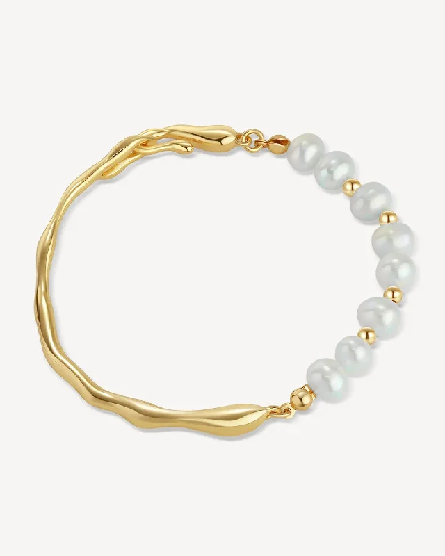 women’s bangles-Branch Charm Pearl String