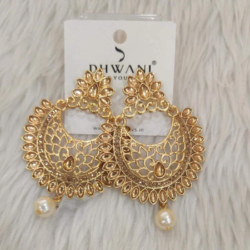 women’s crystal hoop earrings-Dhwani Gold Plated Kundan And Austrian Stone Dangler Earrings