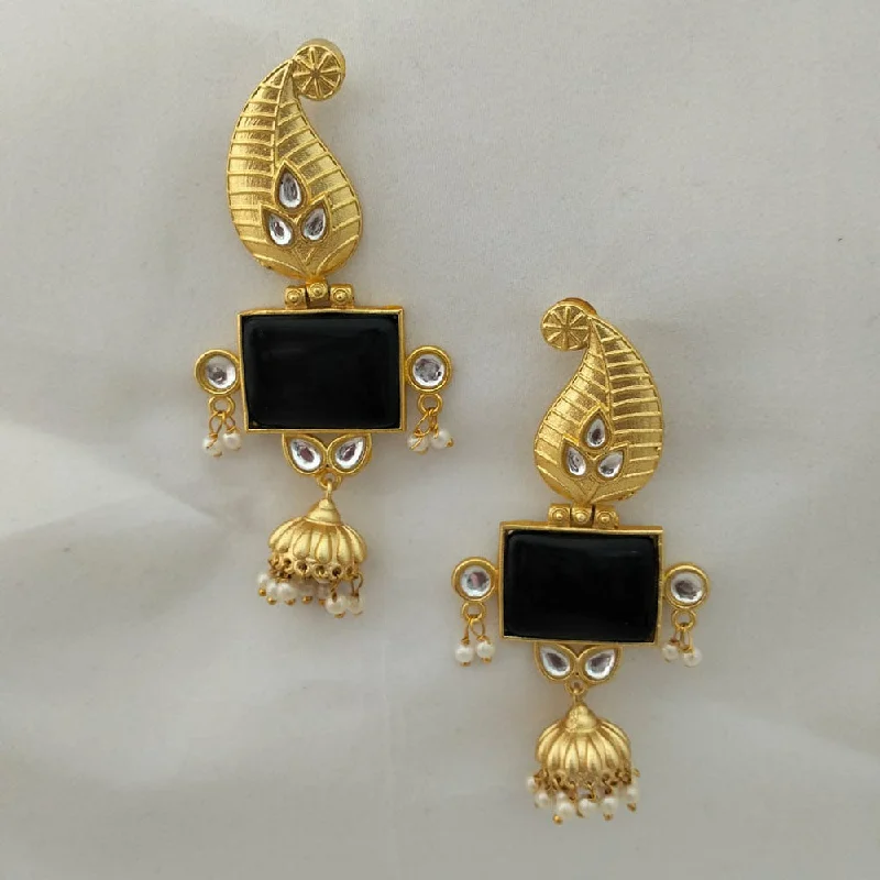 women’s vintage earrings-Marudhar Creations Gold Plated Matte Finish Kundan Dangler Earrings