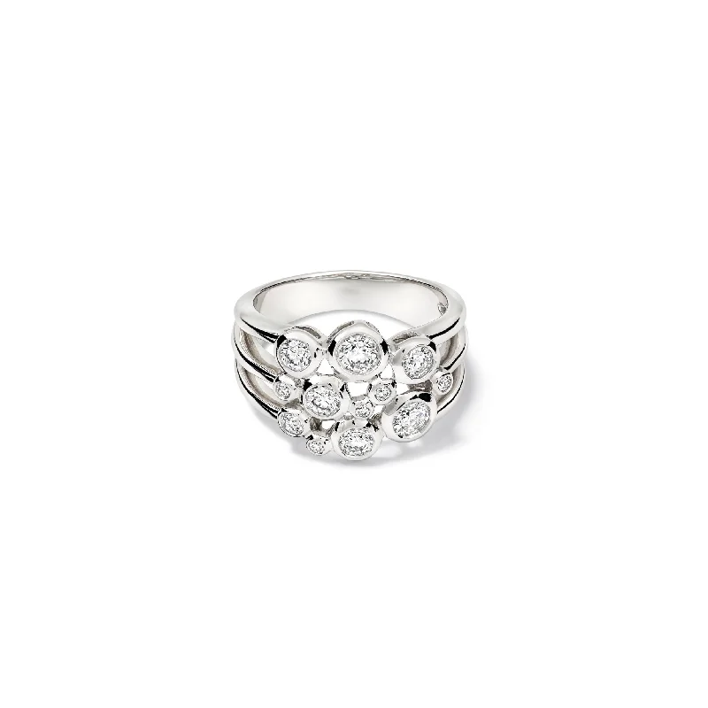 women’s fashion statement rings-Cirkel Ring 18ct White Gold - Diamond