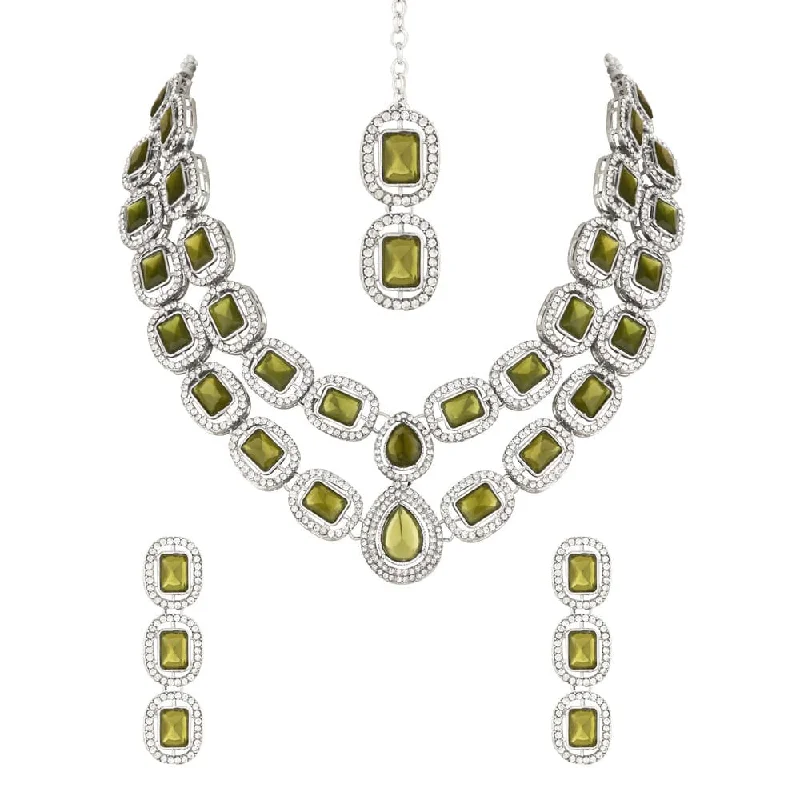 women’s gold-plated necklaces-SNERA Silver Plated Austrian Stone Necklace Set