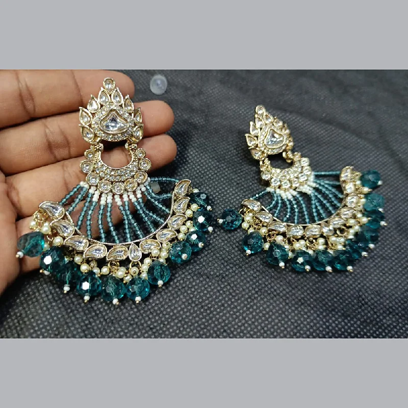 women’s crystal drop earrings-Rani Sati Jewels Gold Plated Kundan Stone And Pearl Dangler Earrings