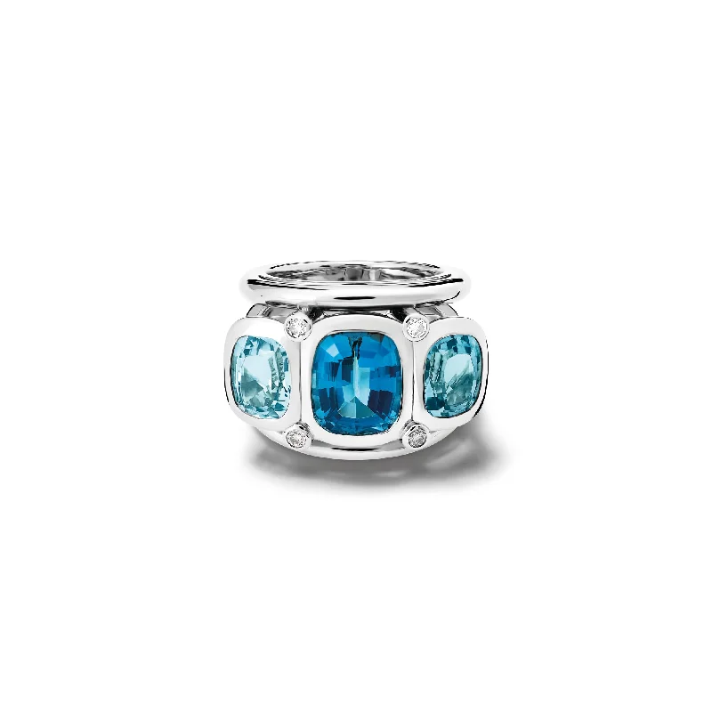 women’s eternity rings-Ozymandias Ring 18ct White Gold - Blue Topaz & Diamond