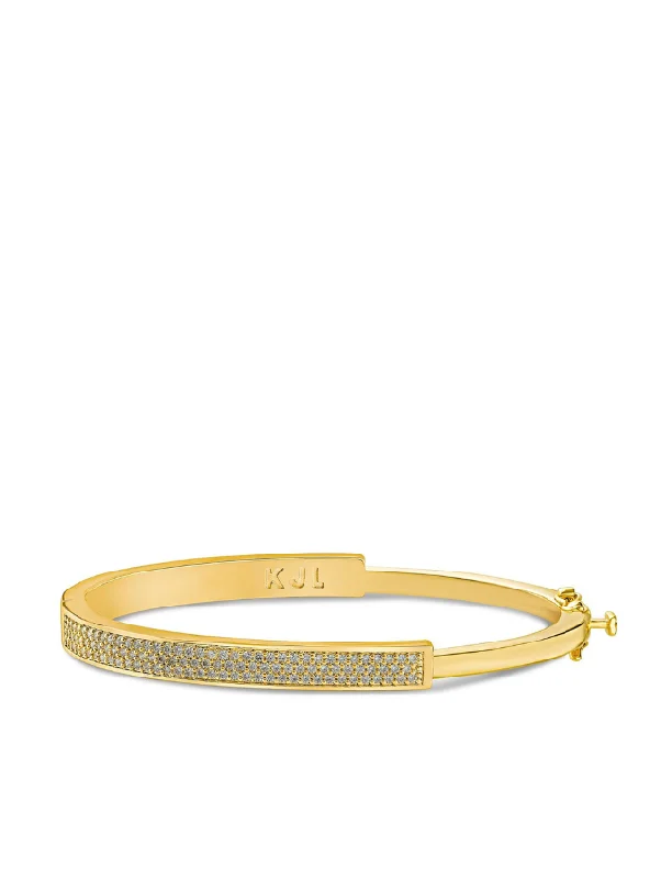 women’s unique bangles-Pave CZ Half Wide Bangle