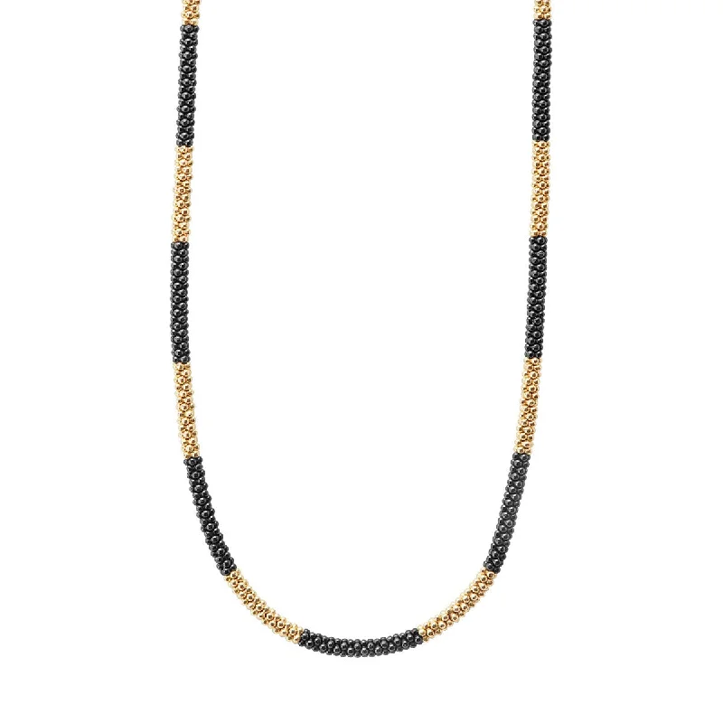 women’s boho necklaces-Gold Large Station Ceramic Beaded Necklace