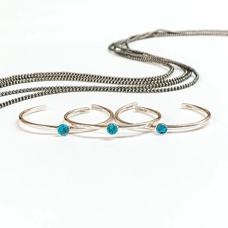 women’s open bangles-G. Skeets | Navajo Handmade Sterling Silver Cuff with Circle Turquoise Stone