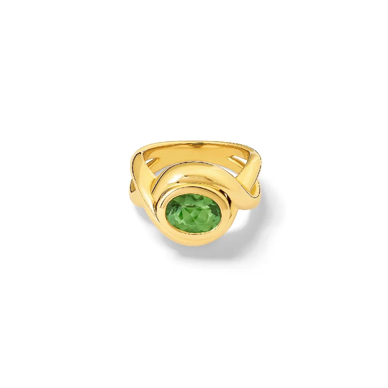 women’s infinity engagement rings-Severine Small Ring 18ct Yellow Gold - Mint Green Tourmaline