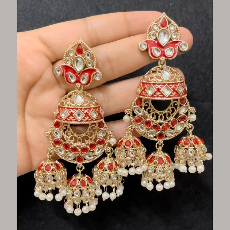 women’s glamorous earrings-ShringarStreet Gold Plated Kundan Stone And Pearl Dangler Earrings